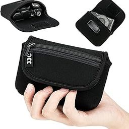 JJC Compact Camera Case Pouch for Sony RX100 VI V IV III II Canon G7X G9X MarkII SX740 SX730 SX720 Ricoh GR GRII Olympus TG-5 TG-4 TG-3 2 1, w/Zippered Pocket & Battery Pocket - 4.4"x2.6"x1.5"- Black-19