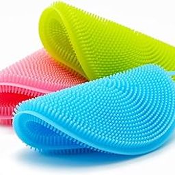 Mishrit Silicone Washing Sponge Antibacterial Silicone Dish Scrubber Fruit and Vegetable Washing Brush Round Scrubber Pad Multipurpose Silicone Dishwashing Tools for Kitchen (3 pcs).-image-81
