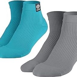KUE Graduated Compression Socks | Women & Men|Formal, Sports, Running & Fitness|Improved Blood Circulation, Pain Relief, Recovery|Ankle Length|Combo Packs (Blue/Grey S/M)-image-90