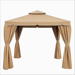 7 Star Decor 10x10 Ft Beige Gazebo Tent for Terrace/Garden | Waterproof Outdoor Canopy with Zipper Curtains | UV-Resistant & Durable-image-65