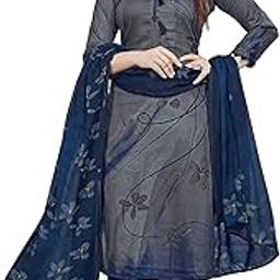 Women's Grey Cotton Printed Unstitched Salwar Suit Material-image-101