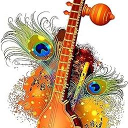 Akki World Musical Sitaar Peacock Feather Wall Sticker for Kids Room, Bedroom, Living Room, (Size -66 Cm X 50 Cm)-image-54