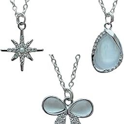 Pack Of 3 Trendy Viral Silver American Diamond Charm Pendant for Women and Girls | Stylish, Elegant, and Versatile | Accessories| Gift-image-12