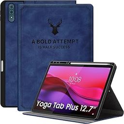 Robustrion Cover Case for Lenovo Yoga Tab Plus 12.7 inch Cover, Deer Pattern Cover Case for Lenovo Yoga Tab Plus Cover with Pencil Holder 12.7 inch [Auto Sleep Wake Support] - Blue-image-49