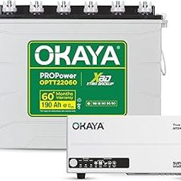 Okaya Inverter with Battery Combo for Home,Office & Shops | ATSW1700 12V True Sine Wave Inverter 1450VA with OPTT22060 190Ah Inverter Battery |Warranty: 36 Months(Inverter) & 60 Month(Battery)-26