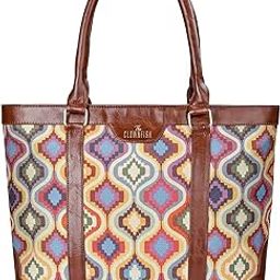 Miranda Series 15.6 inch Laptop Bag For Women Printed Handicraft Fabric & Faux Leather Office Bag Briefcase Hand Messenger bag Tote Shoulder Bag-image-80