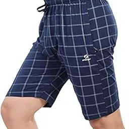 Mens Branded Box Checkered Printed Combo Shorts Blue-image-95