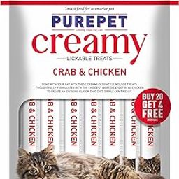 Purepet Creamy Lickable Cat Treats,Crab & Chicken 360Gm(15g x24 Pcs)| Rich in Protein,Taurine for Heart & Vision,Ideal for Training and Bonding, Promotes Hydration| Treats for Kitten and Adult Cats-11