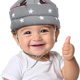 HUG PUPPY Baby Safety Helmet Infant Toddler Helmet,Baby Head Protector for Safety 6 to 18 Months Adjustable Protective Cap Child Safety Head Guard (Grey-Star-Helmet-M)-10