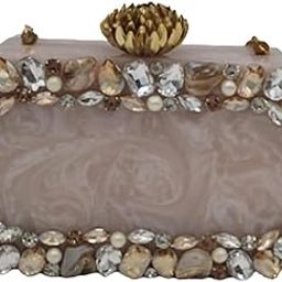 Clutch Bag Hand Bag Acrylic Clutches for Women Bridal Clutch for Wedding Celebrities Party Evening Marble Purse Floral Bridal Clutch For Women's & Girls (Multicolor 5)-image-19