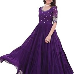 Women's Georgette Embroidered Flared Anarkali Kurta Gown for Women-picture-4