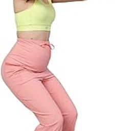 Pregnancy Flat-Seam Flared Pant for Women with 3 Pocket | 80% Polyamide 20% Elastane | Anti Static | Maternity Flared Pant | Over Belly Support Pant (Carrot)-50