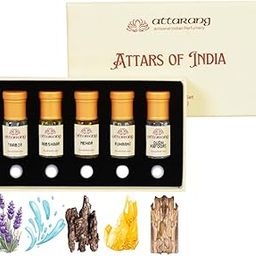Top 5 Attars of India for MEN by Attarang | Fragrances for Him | Premium, Alcohol-free Perfume Oils | 5x3ml Masculine Attars Combo Set - Total 15ml-12