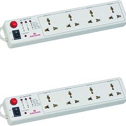 Anchor by Panasonic 4 way 6A International Socket with Single Switch | 4 Way Extension Board with 1.5 Mtr Extension Cord | Multi Plug Socket for Home Wall, Office (22047-2)-0