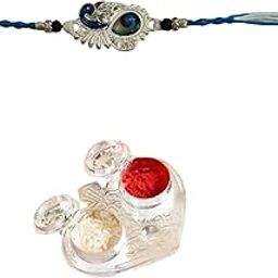Lucky Evil Eye Picock Designer Rakhi for Brother Bro with Roli Chawal-image-84