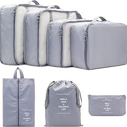 CLICKSY Nylon 7Pcs Travel Organizer Pouch Packing Cubes For Clothes Space Savers Bags Cosmetics/Underwear/Socks/Shoes Toiletry Bag Laundry Organiser (Gray)-image-51