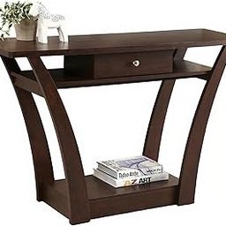 Orderwood Sheesham Wood Console Table for Living Room | Solid Wood Foyer Tables for Entryway with Drawer & 3 Open Shelf Storage | Wooden Side Entrance Table for Home & Office | Rosewood, Walnut Finish-1