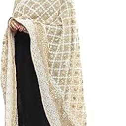 Women's Georgette White Lucknowi Embroidery Work Dupatta-picture-33