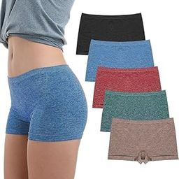 SunFlux® Womens Boxer Shorts Cotton Boyshort Panties for Under Dresses Ladies Underwear Shorts 5 Pack-image-29