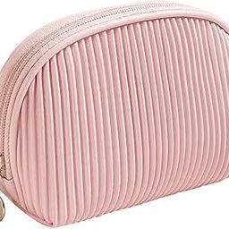 BLUE BEADS Small Quilted Design Cute Makeup Bag, Mini Cosmetic Pouch, Beauty Bag, Handy Zipper Pouch, Portable Travel Bag, Women Girl (Pink) 16x6.5x12 cm-image-6