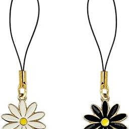 Pack of 2 Lucky Daisy Cute Flower pendant Heart love pair set phone charms aesthetic for girls backpack hanging keychain ring necklace bracelet thread Ornament Smart combo-45
