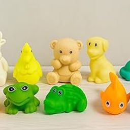 Colorsberry Classic Assorted Rubber Bath Toys, for Toddlers & Kids, 10 Pieces - 5 Colorful Animals & 5 Colorful Water Animals, Baby Safe, Squeeze Sound Squeaky Chuchu Bathtub Toys-image-26