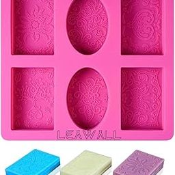 Leawall 6 Slot Oval and Rectangle soap Mould Imprint Flower, Tree Leaves, Vintage Classic Roman Design Soap Mould for Soap Making Handmade soap 1 Pc(Multicolor)-17