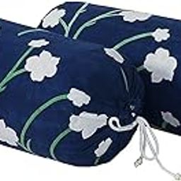 Heart Home Bolster Cover|Soft Cotton Bolster Cover Set|Diwan Round Bolster Pillow Covers|Luxurious Flower Print Roll Masand Cover|16x32 Inch|Pack of 2 (Blue)-image-70