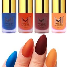 MI FASHION Velvet Matte Nail Polish Combo Set- 4 For Women Classic Touch, Lasting Style Navy Blue, Orange, Maroon, Saffron Orange 9.9ml Each-image-62