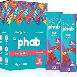 Phab Fruit & Nut 5g Protein Bar | Energy & nutrition | High Fibre & Gut-friendly | Sweetened with Honey,Trans Fat Free & No Preservatives | Loaded With 40% Nuts | Healthy & Tasty (Pack of 6 x 35g)-image-43