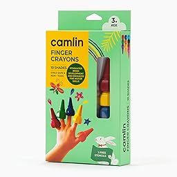 Camel Camlin Finger Grip Crayons - 10 Shades With Stencils, Multi-Coloured, Multi-picture-3