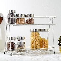 Amazon Brand - Solimo Two-Tier Countertop Kitchen Rack, Stainless Steel (36 Cm X 29 Cm X 16 Cm), Tiered Shelf-image-6