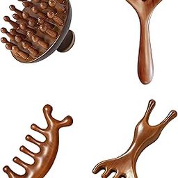 4-Pcs Natural Wood Tooth Manual Massager Comb|28 Teeth Massage Comb|Shampoo Brush,Wet and Dry for and Stimulates Growth|Multifunctional Meridians Massager-image-98