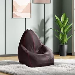 Wakefit Bean Bag Cover XXXL | 3 Months Warranty | Leatherette Bean Bag Without Beans | Brown with Red Piping-picture-25