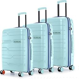 Cannes TSA Lock and Anti-Theft Hard-Sided Polypropylene Luggage Set of 3 Pastel Green Blue Trolley Bags with Cover (55, 65 & 75 Cm)| Small, Medium & Large Suitcase-6