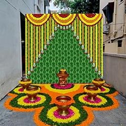 Zezby Banana Leaf Curtain for Backdrop Cloth, Pooja Decoration, Traditional Background for All Festival-image-7