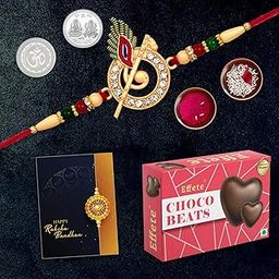 Oblivion Rakhi Combo Gift For Brother With Center Filled Chocolate |Golden Color Rakhi| Rakhi Gift For Brother/Sister| Rakkhi For Men | Rakhi Set Of 1| With Greeting Card,Roli-Chaval,Coin(K1_703_Cb32)-image-41