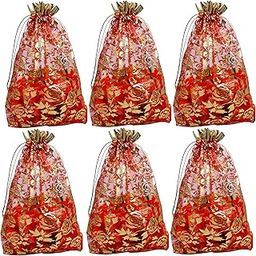 Women's Net Jari 23 x 16 cm Potli Pouch Bag (Multicolour) -20 Pieces-image-91