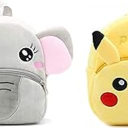 blue tree Kids School Bag Soft Plush Backpack Cartoon Bags Mini Travel Bag for for Girls Boys Toddler Baby Elephant & Pikachu-image-6