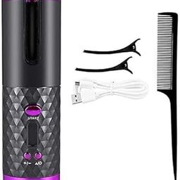 B.V ENTERPRISE Cordless Automatic Hair Curler, Auto Curling Iron with 6 Adjustable Temperature, Rechargeable Rotating Ceramic Hair Curler Fast Heating for Hair Styling-image-91