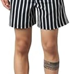 Men?s Striped Boxer Shorts ? Vertical Pinstripe Design, Soft Breathable Polyester, Elastic Waistband with Drawstring & Pockets Black-picture-13