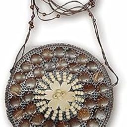 Handcrafted Coconut Shell Beaded Sling bag for Women | Crossbody Long Strap Purse | Handmade Natural Style| Hanging Bag (Round,Pack of 1)-image-70
