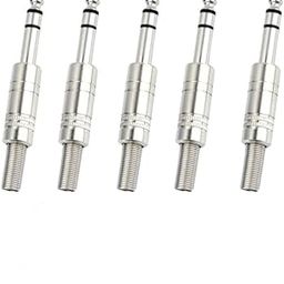 1/4" Audio Plugs 6.35 mm Plug TRS Male 1/4 inch Solder Type Stereo Plug Connector with Spring for DJ Mixer Speaker,Guitar,Microphone,Cables.5 pcs Pack-Silver-image-86