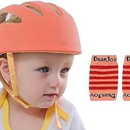 DearJoy Baby Head Protector for Safety of Kids 6M to 3 Years- Baby Safety Helmet with Proper Air Ventilation & Corner Guard Protection + Baby Kneepads for Crawling (Orange Helmet & Pink Kneepads)-image-39