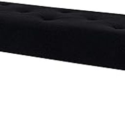 Furniliving 44 Inch Modern Ottoman Bench, Entryway Bench with Padded Seat and Gold Metal Legs, Upholstered Wool Fuax Fur Indoor Bench Footrest Ottoman for Foyer Living Room (Fuax Fur-Black)-image-77