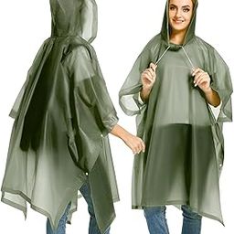 Allextreme EVA Poncho Raincoat Transparent Hooded Water Resistant Rain Jacket with Sleeves for Women Men Camping Rainy Season Travel (Olive Green)-picture-0
