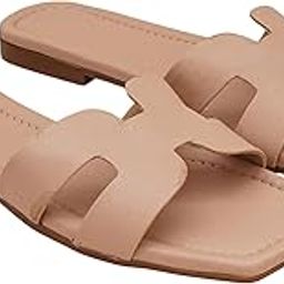 Women’s Dressy Flat Sandals | Comfortable Slip-On Leather Slide Sandals | Stylish & Breathable Footwear for Casual & Formal Wear | Durable, Lightweight,Day Comfort-image-88
