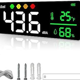 Decibel Meter 3 in 1 Wall Hanging Sound Level Meter Large LED Noise Meter Displays Decibel & Temperature & Humidity with Alarm Icons Indicator for Classroom,Home, Studio, Factory-image-27