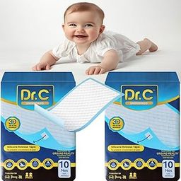 Dr C 3D Core Premium Disposable Baby Underpad Bed Pad Changing Mat Pad Liners Large Sheets 60x90cm for Newborn Baby Kids Diaper Changing UnderPads Superior Absorbency Leak Proof with 4 Non Slip Tape-image-50