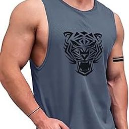 AUSK Men Vest || Gym Tshirt for Men || Lion Printed Sleeveless Regular Fit T Shirt for Mens-image-27